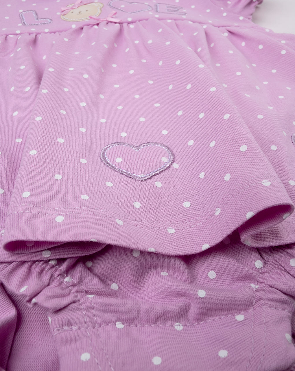 βρεφικό φόρεμα ροζ πουά love για κορίτσι - Prénatal