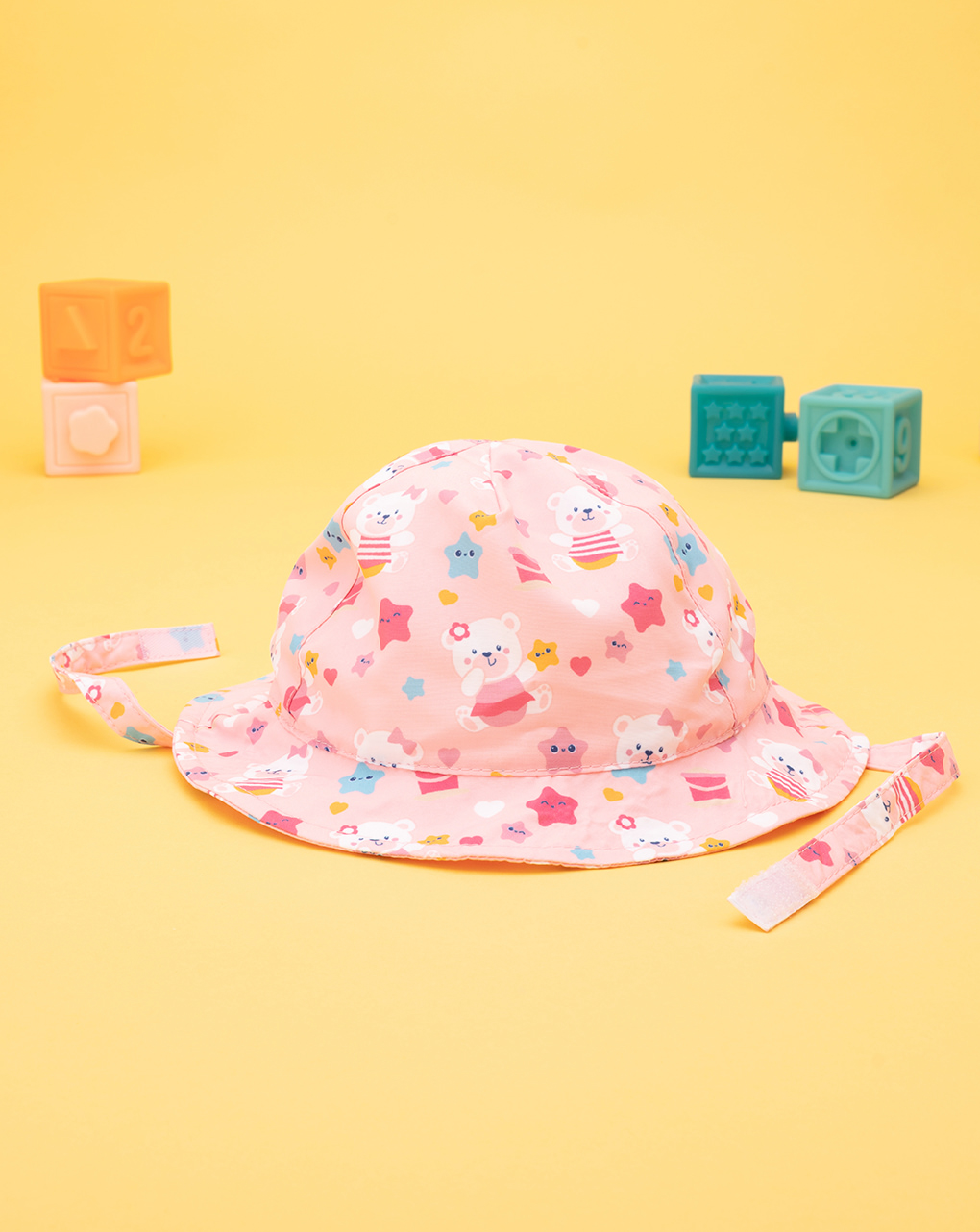 βρεφικό καπέλο θαλάσσης ροζ με αρκουδάκια για κορίτσι