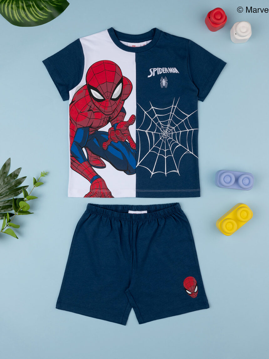 παιδική πιτζάμα κοντή μπλε με το spiderman για αγόρι - Prénatal