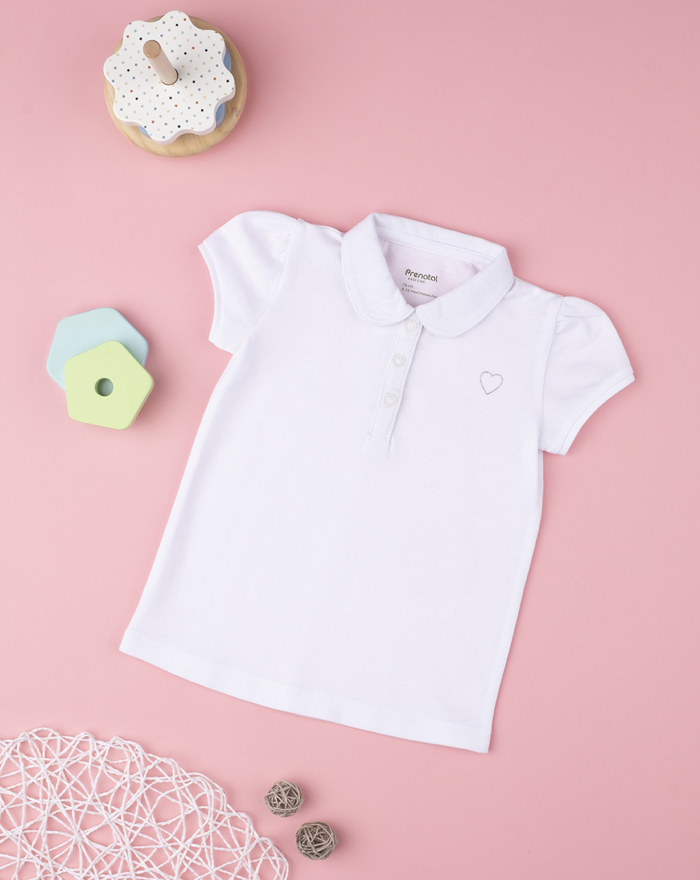 βρεφικό t-shirt πόλο λευκό για κορίτσι - Prénatal