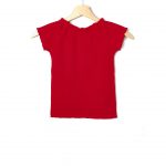 T-shirt Jersey με Ριγωτή Ύφανση Κόκκινο για Κορίτσι