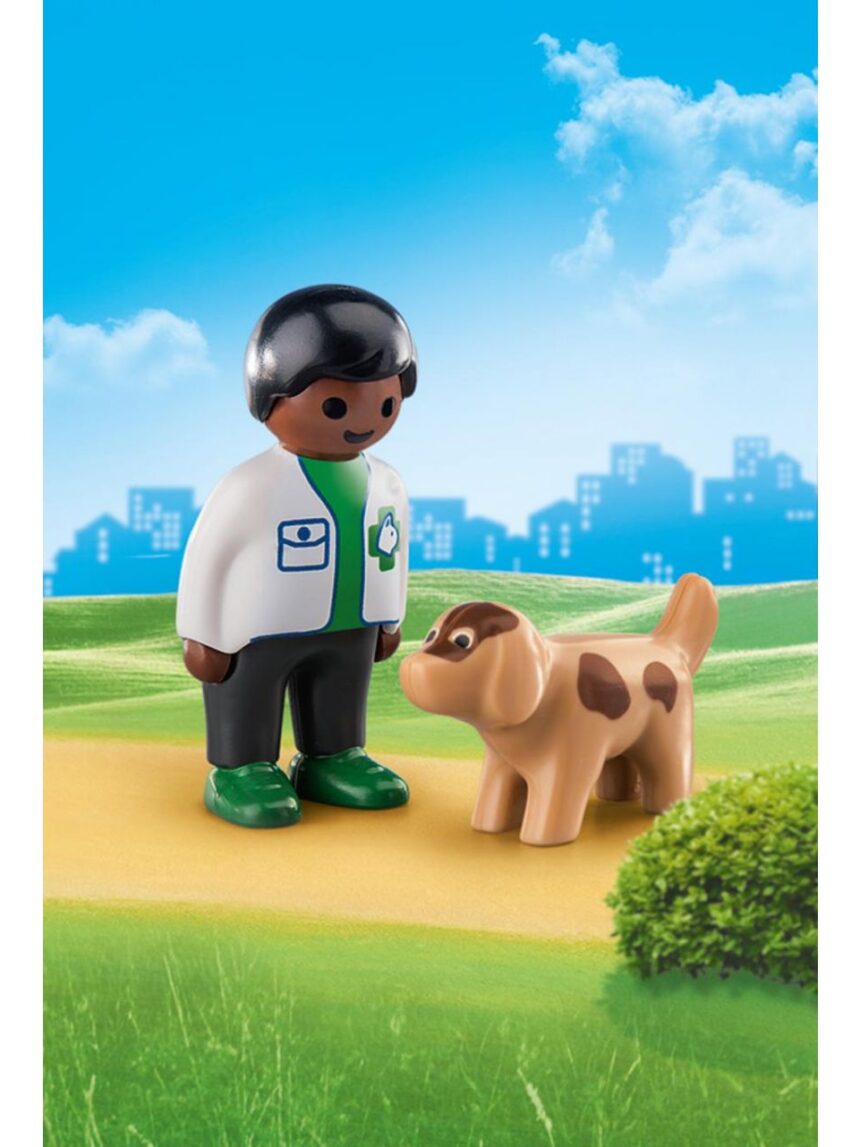 Playmobil - veterinario con cagnolino 1.2.3 - Playmobil