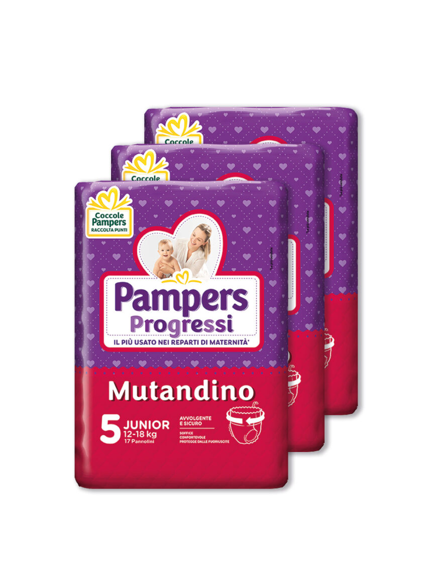 Pampers – pannolini progressi mutandino tg. 5 (3 pacchi, 51 pz) - Pampers