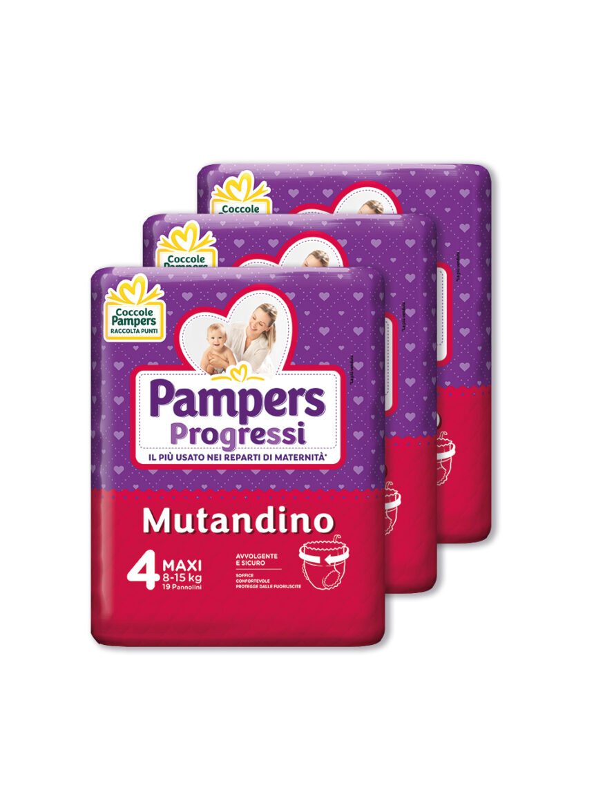 Pampers – pannolino progressi mutandino tg. 4 (3 pacchi, 57 pz) - Pampers