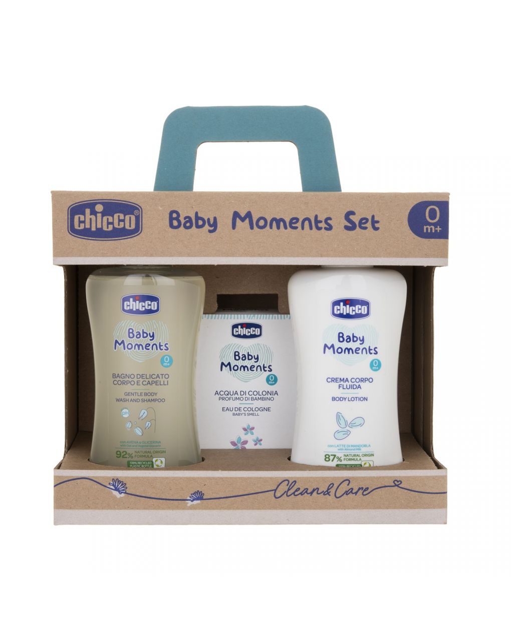 Baby moments set 3 bagno corpo/capelli, crema corpo e colonia - Chicco