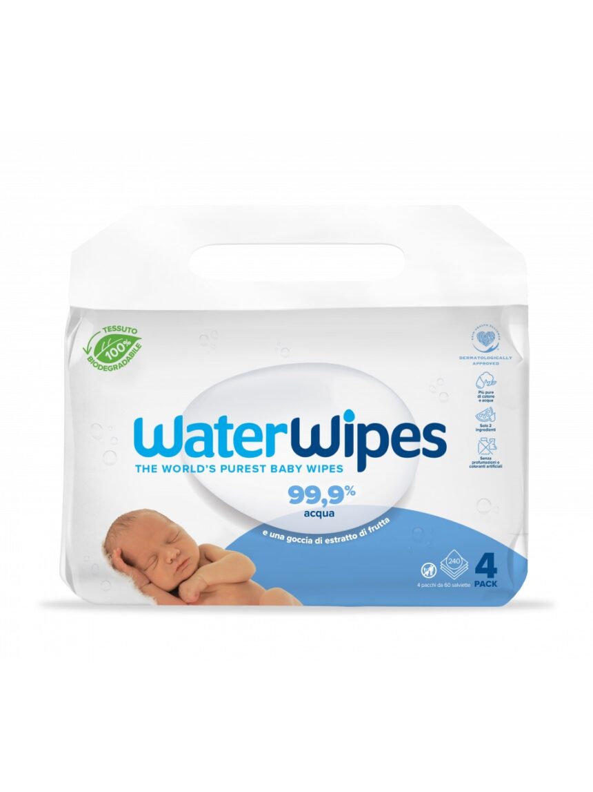 Salviette biodegradabili per bambini waterwipes – 4x60 (240 pezzi) - WaterWipes