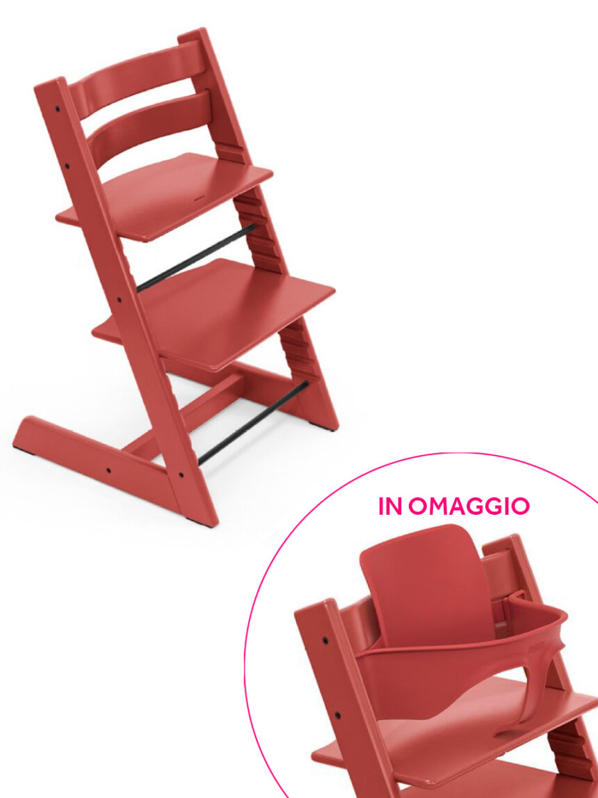 Tripp trapp warm red + baby set warm red in omaggio - Stokke