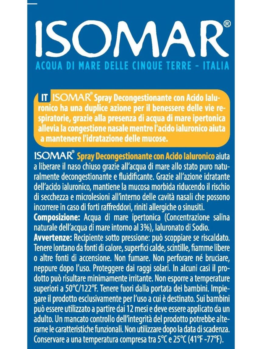Isomar spray decong acido ialuronico 100ml - Isomar