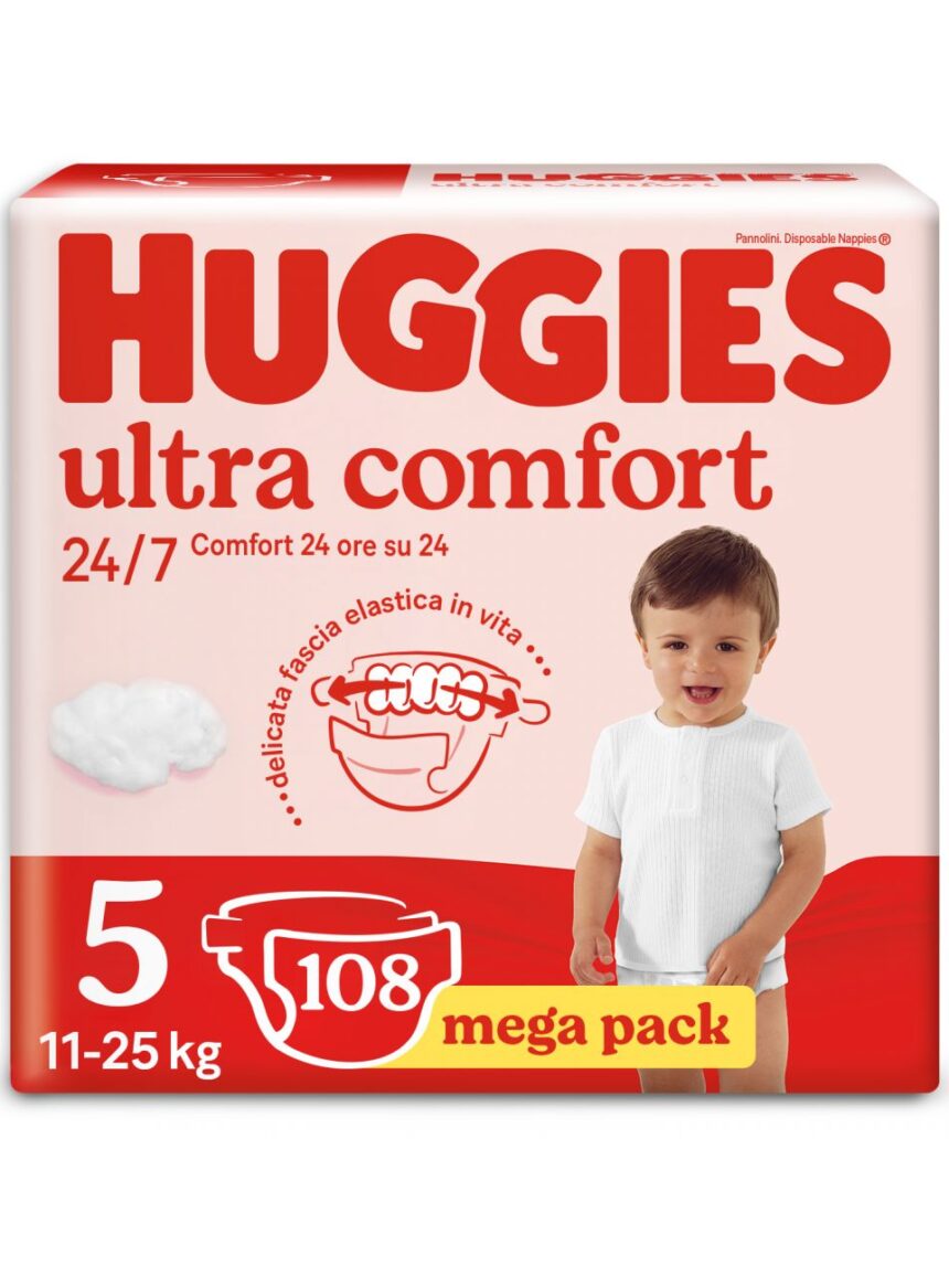 Huggies - pannolini ultra comfort megapack tg.5 (11-25 kg), 108 pannolini - Huggies