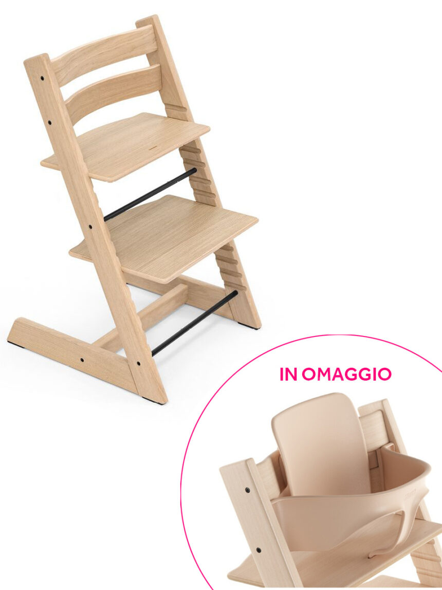 Tripp trapp rovere naturale + baby set naturale in omaggio - Stokke