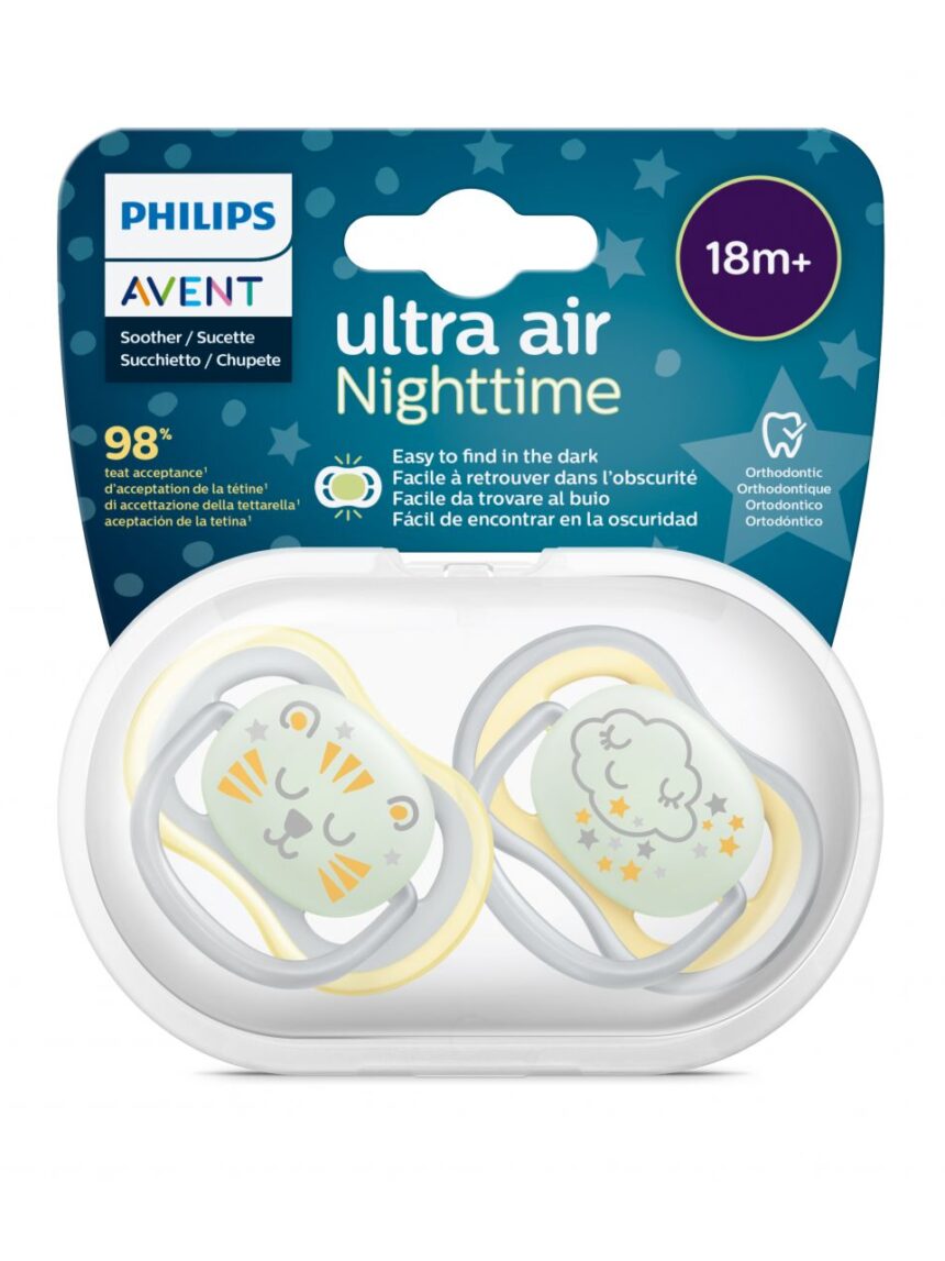2 succhietti ultra air night 18m+ neutro - philips avent - Philips Avent