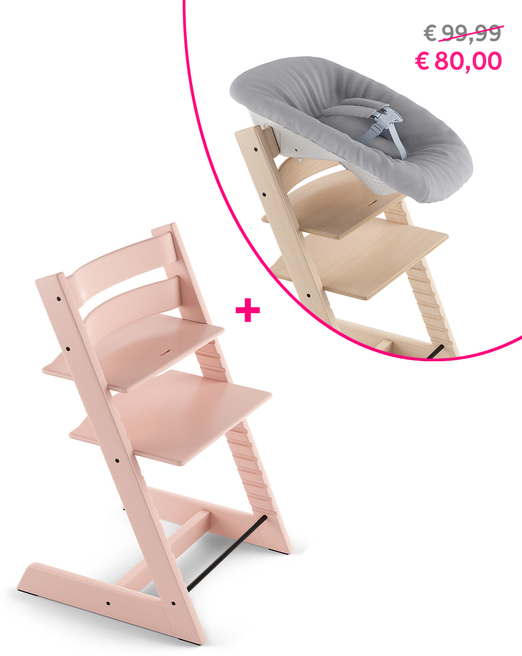 Tripp trapp serene pink + newborn set a un prezzo speciale - Stokke