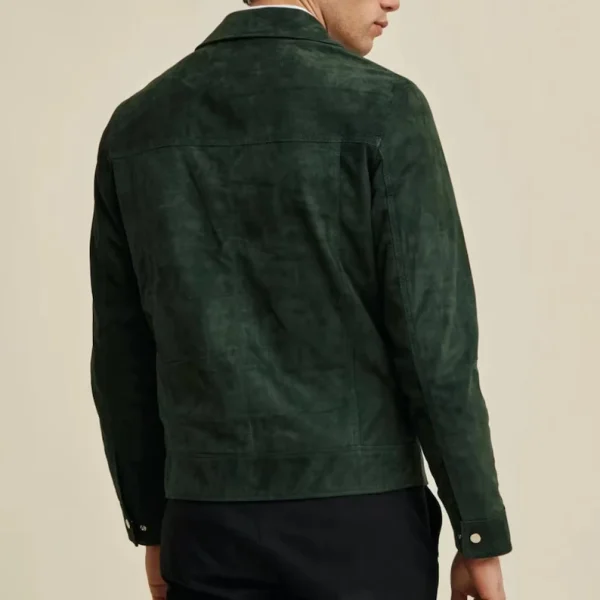 Handcrafted Green Suede Leather Jacket for Men - Image 2