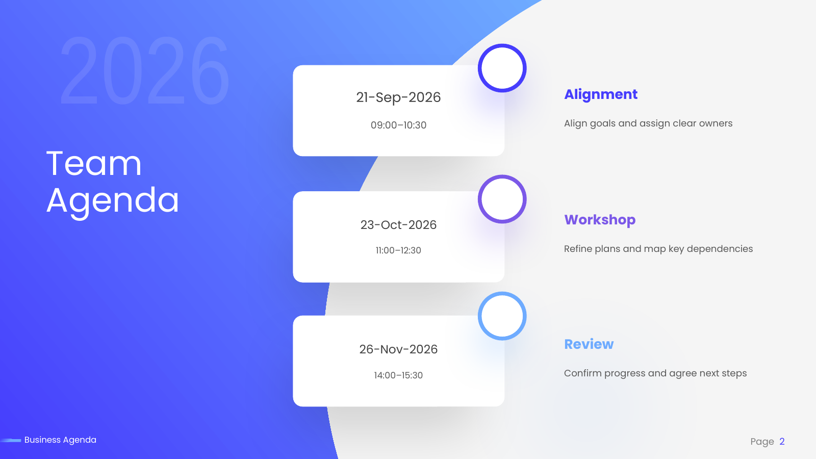 Three-Date Event Agenda