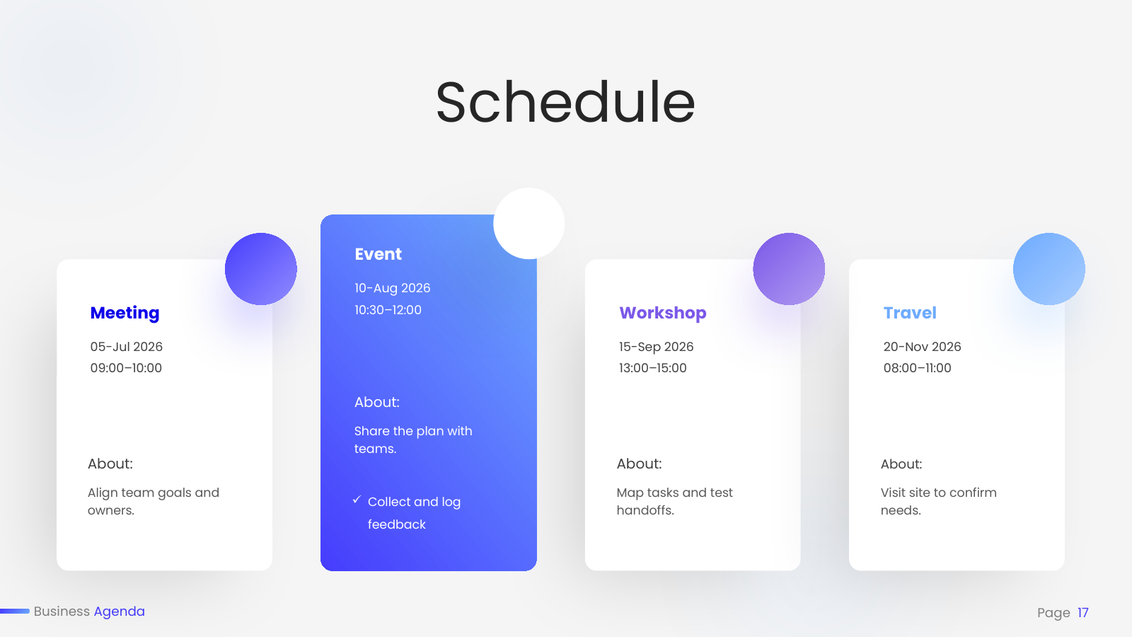 Four-Event Product Agenda