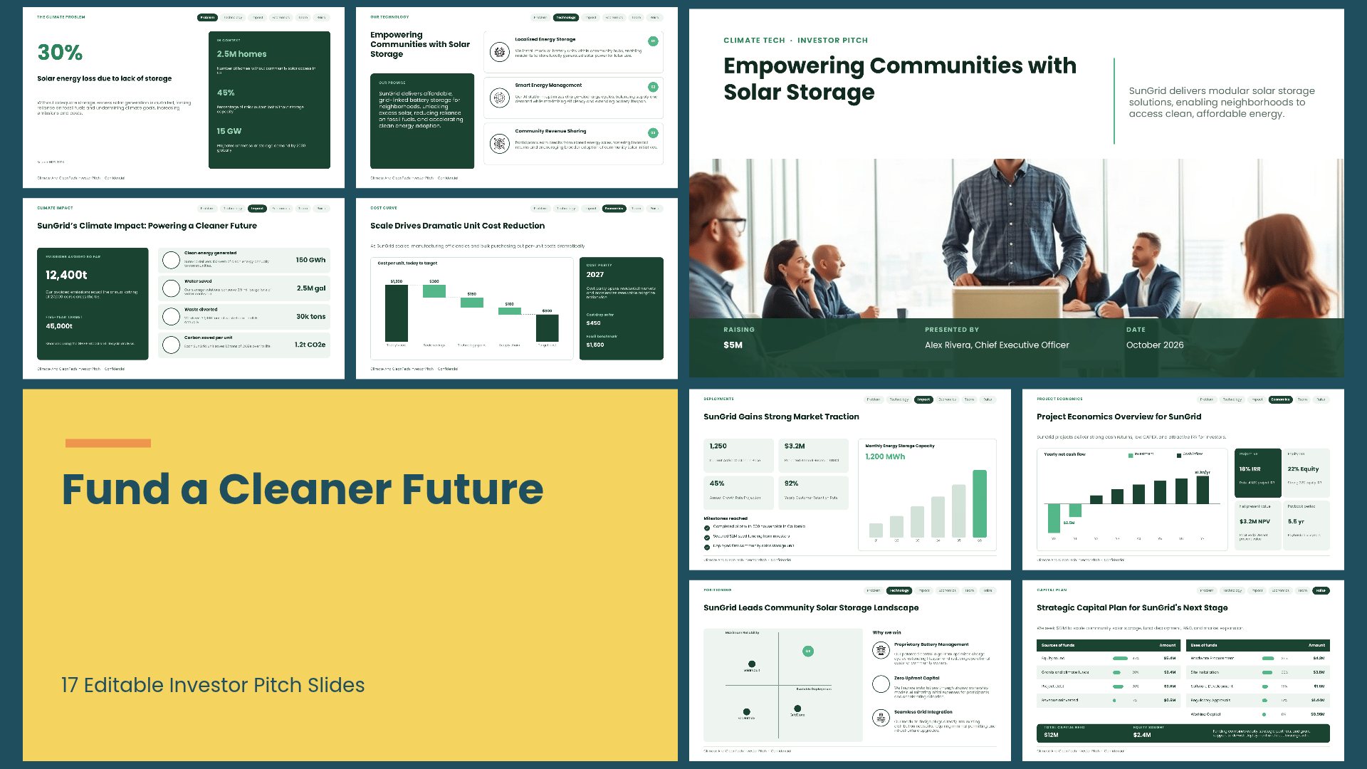 Climate And CleanTech Investor Pitch Deck template cover slide
