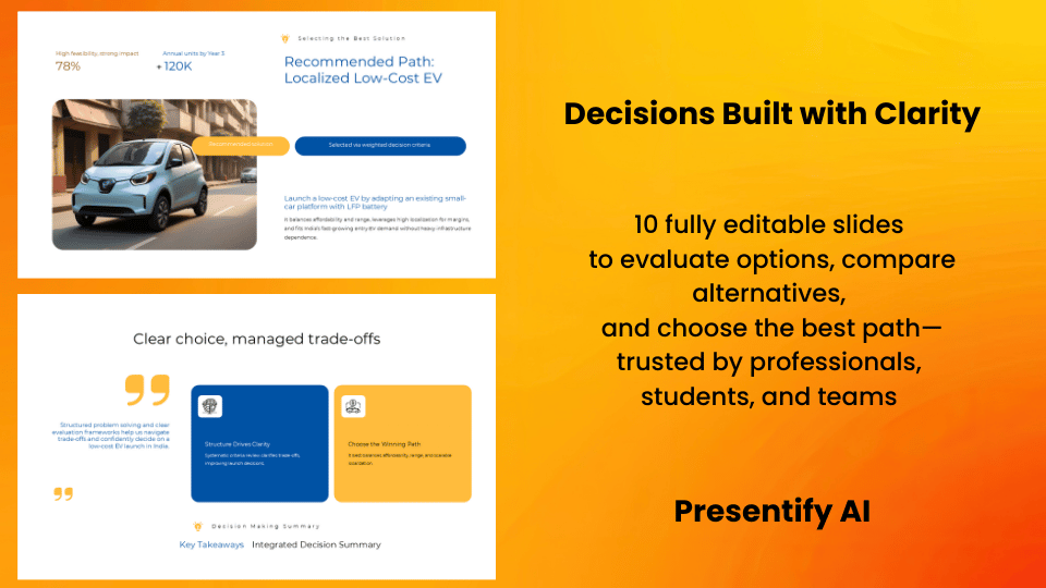 Final summary slide highlighting key takeaways and structured decision insights for better decision making.