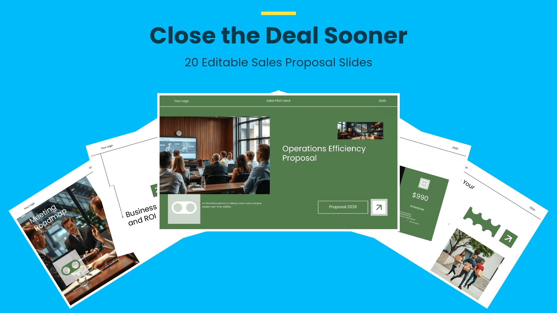 Sales Pitch & Client Proposal Deck PowerPoint template with 20 editable white and orange slides for sales pitches and client proposals by Presentify