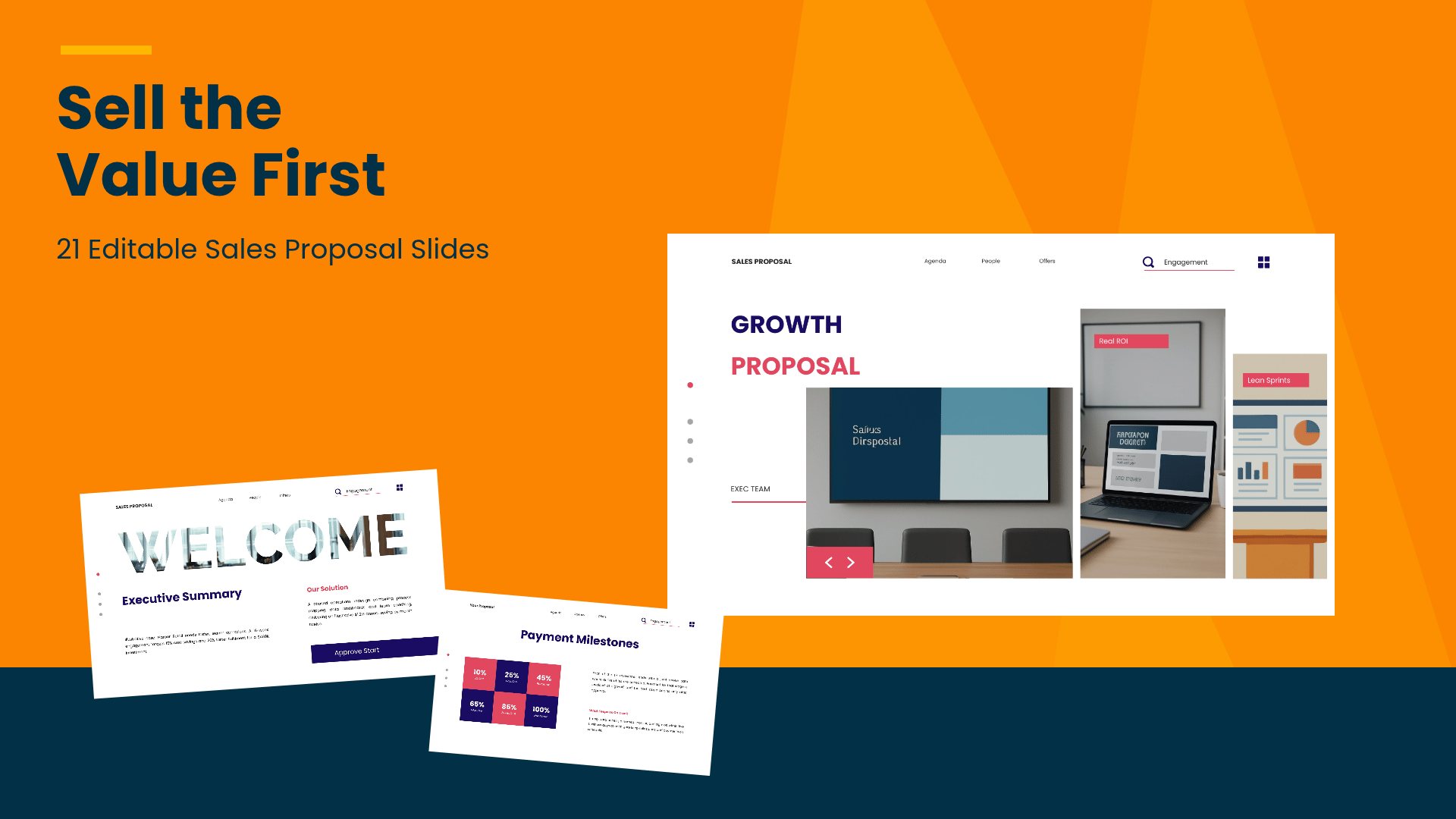 Sales Proposal PowerPoint template with 21 editable white and purple slides for sales proposals by Presentify