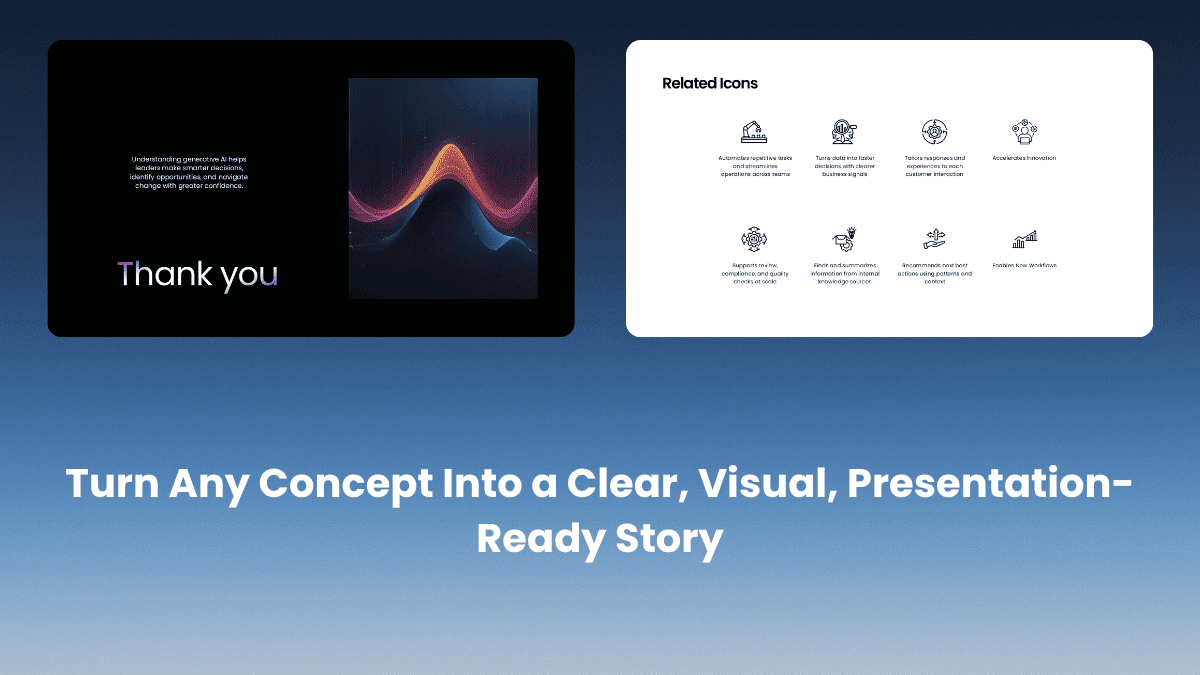 Closing summary slide for a Concept Overview Deck with key takeaways and visual conclusion layout.