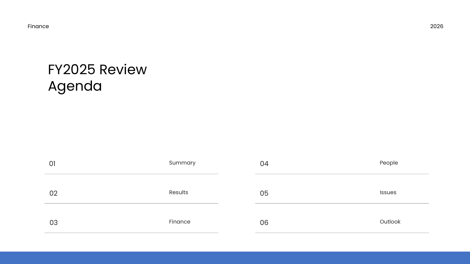 Six-Part Review Agenda