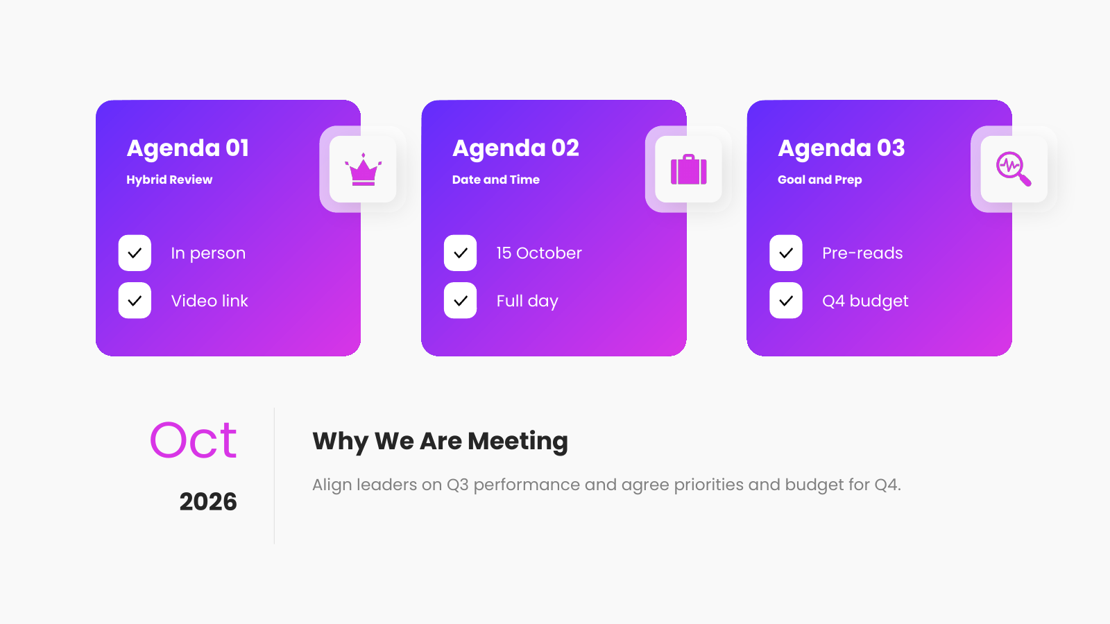 Meeting Overview Cards