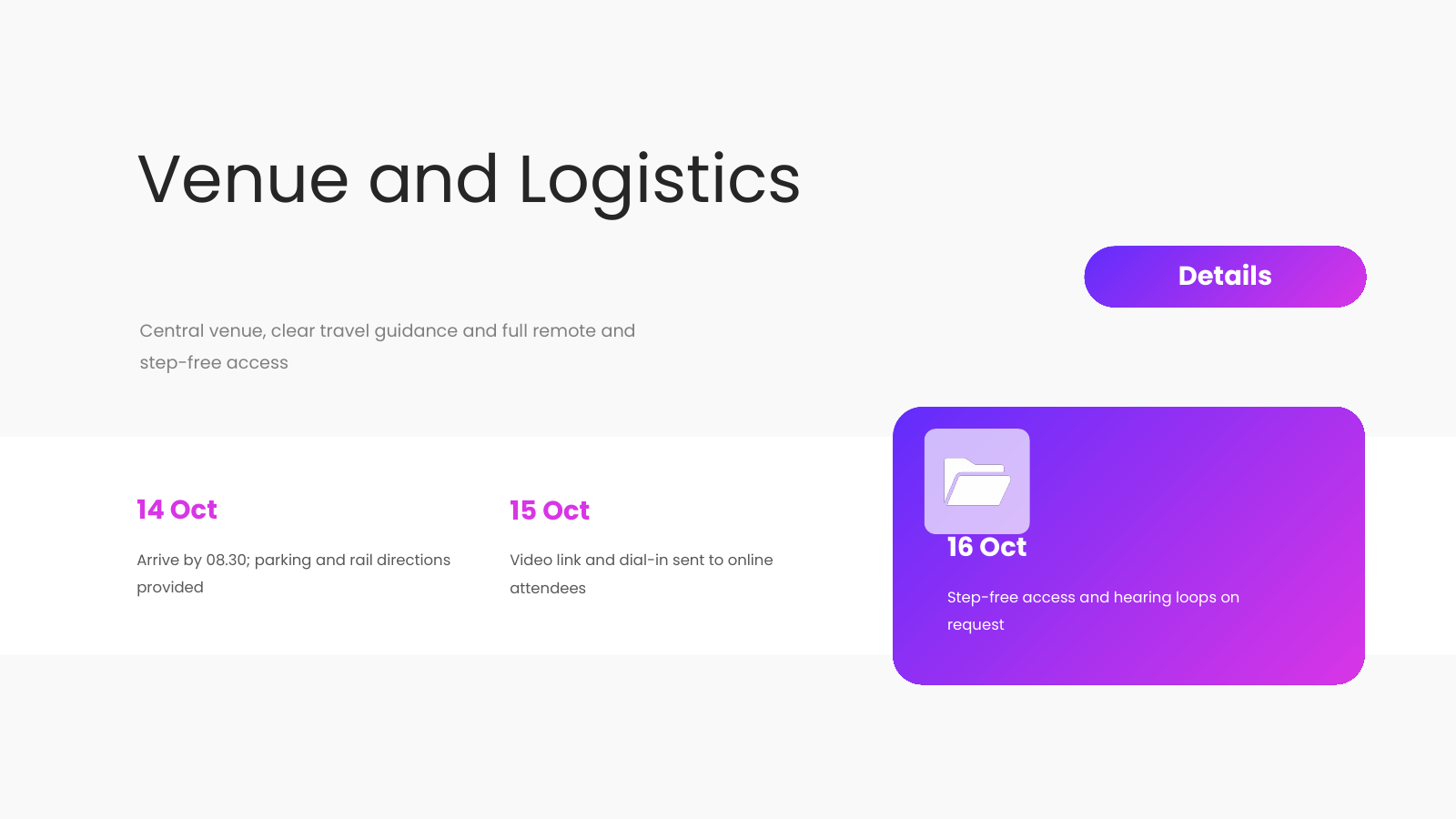 Venue and Logistics