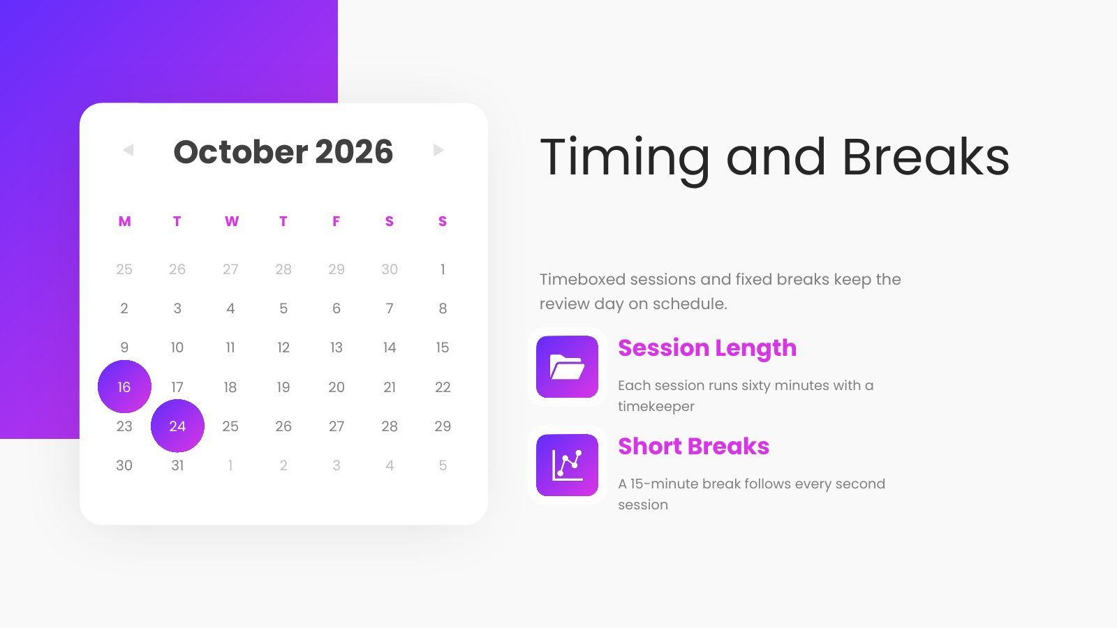 Session Timing Calendar