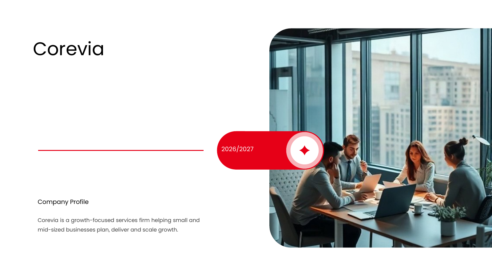Growth Services Company Profile template cover slide