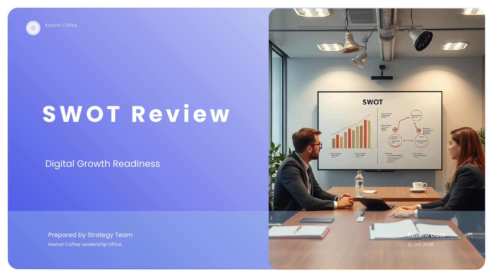 SWOT Strategy Review template cover slide