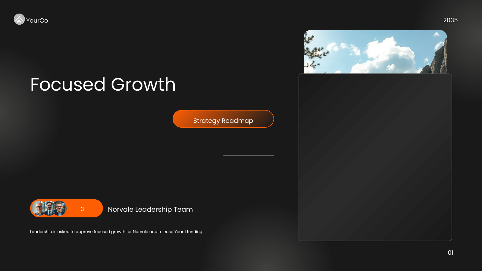 Strategic Direction and Delivery Roadmap template cover slide