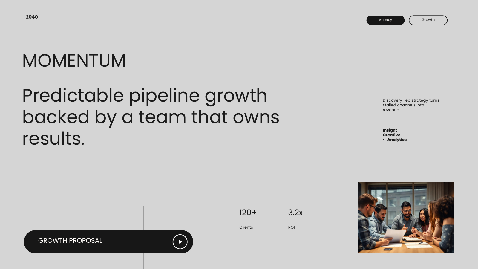 Agency Growth Sales Proposal template cover slide