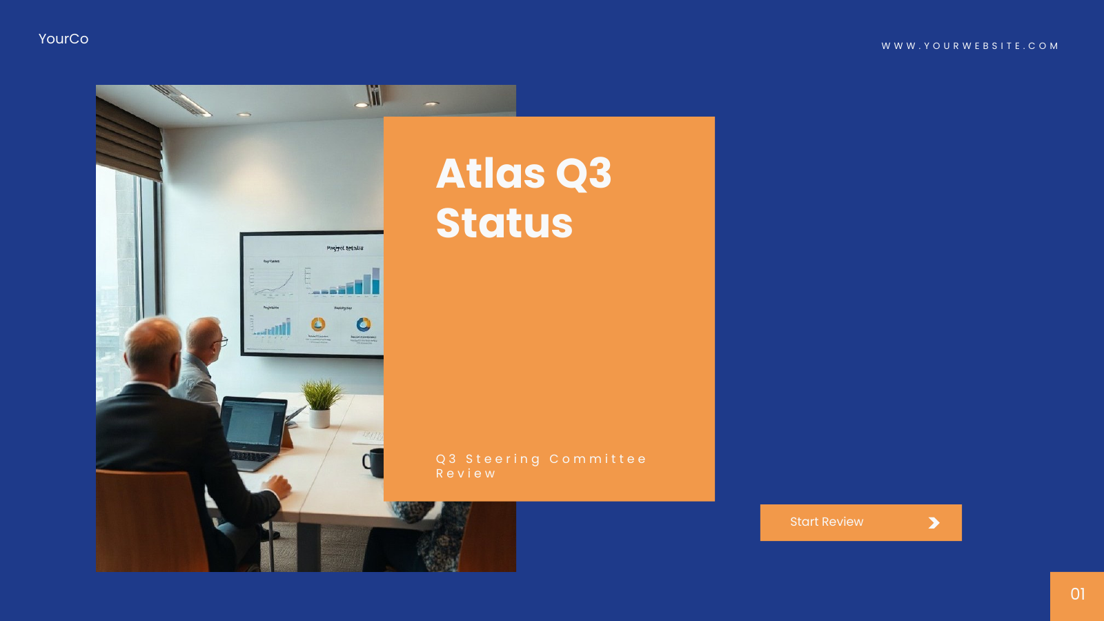 Project Status Report for Steering Committees template cover slide