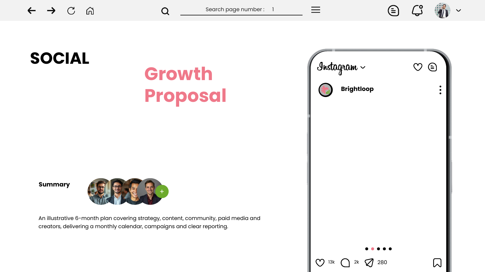 Social Media Marketing Client Proposal template cover slide