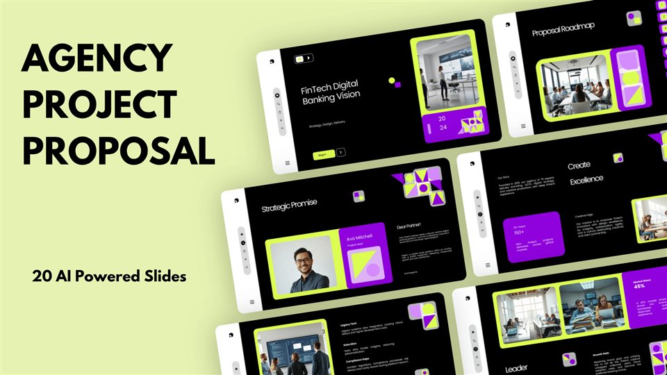 Agency Project Proposal (Dark) template cover slide