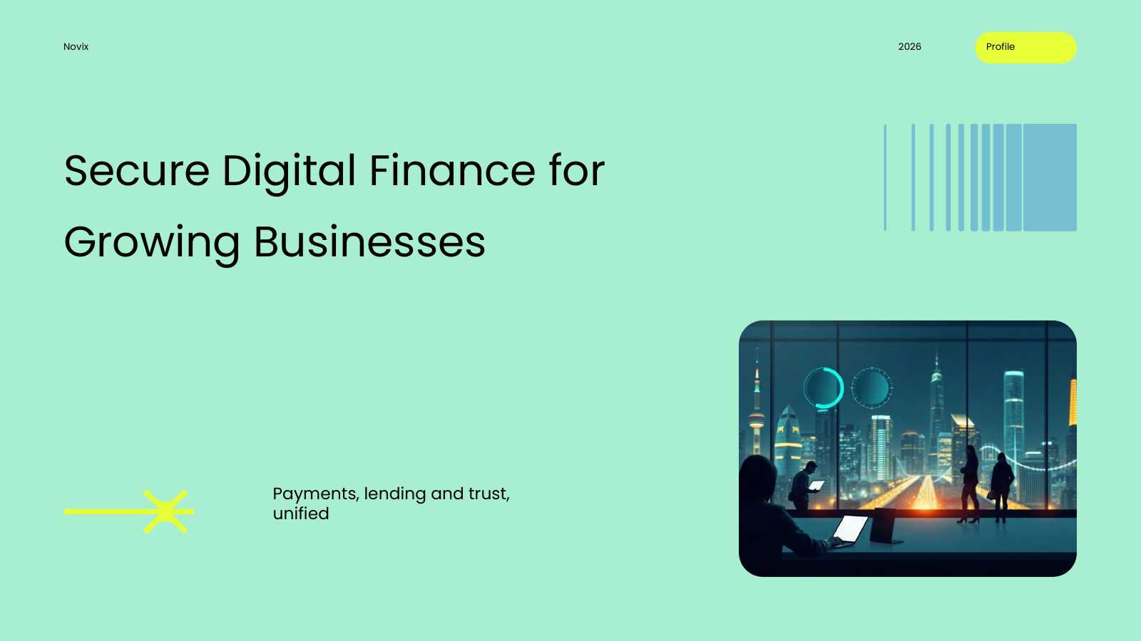 Fintech Company Profile template cover slide