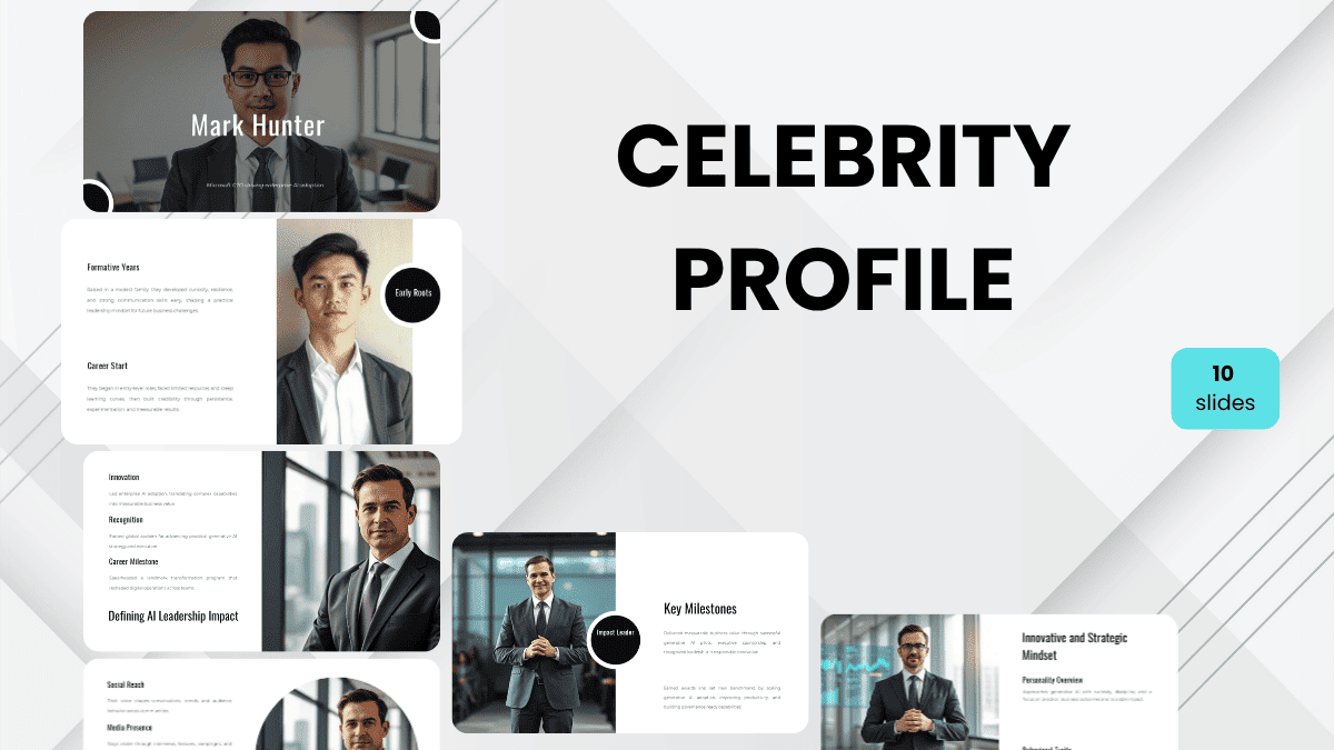 Celebrity Profile Deck template cover slide