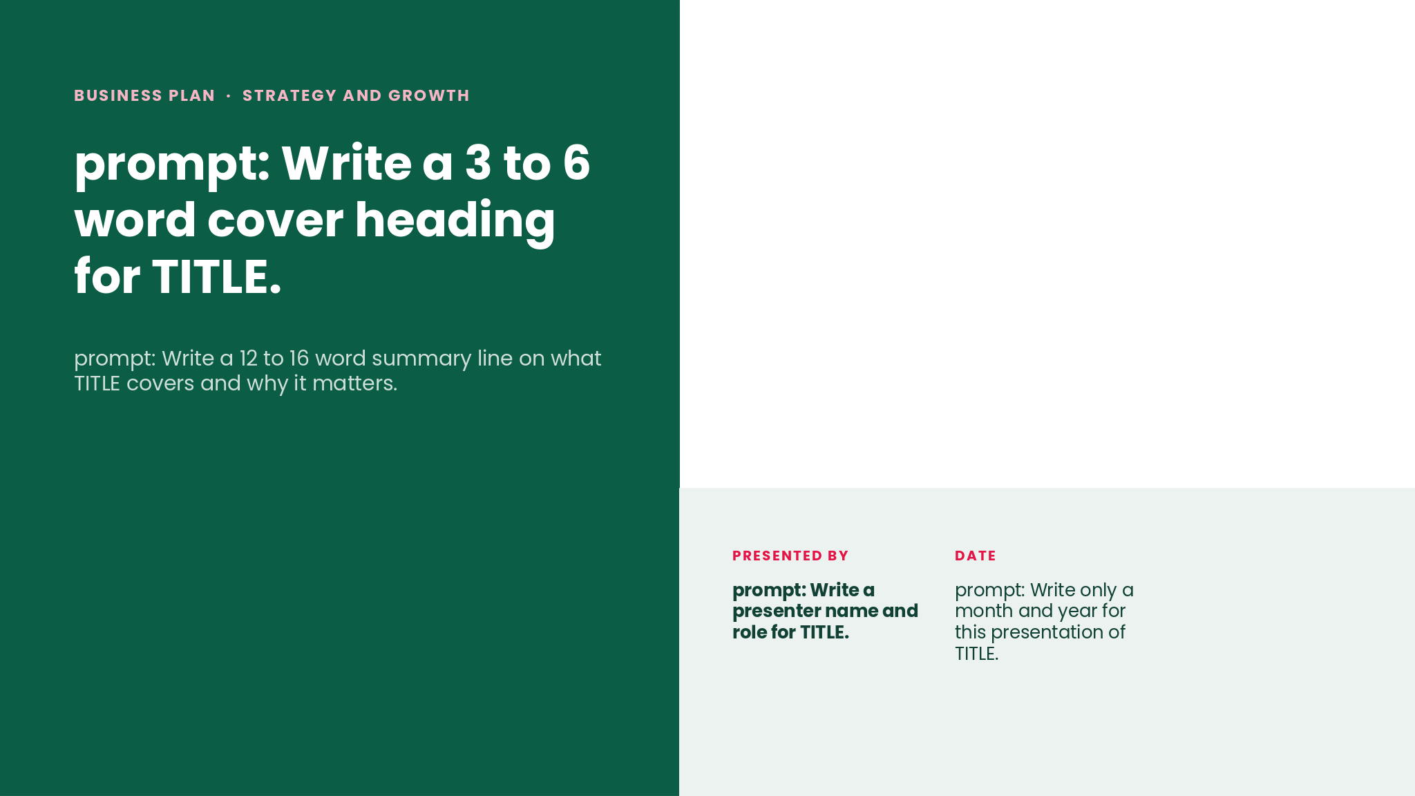 Business Plan Emerald Presentation Deck template cover slide