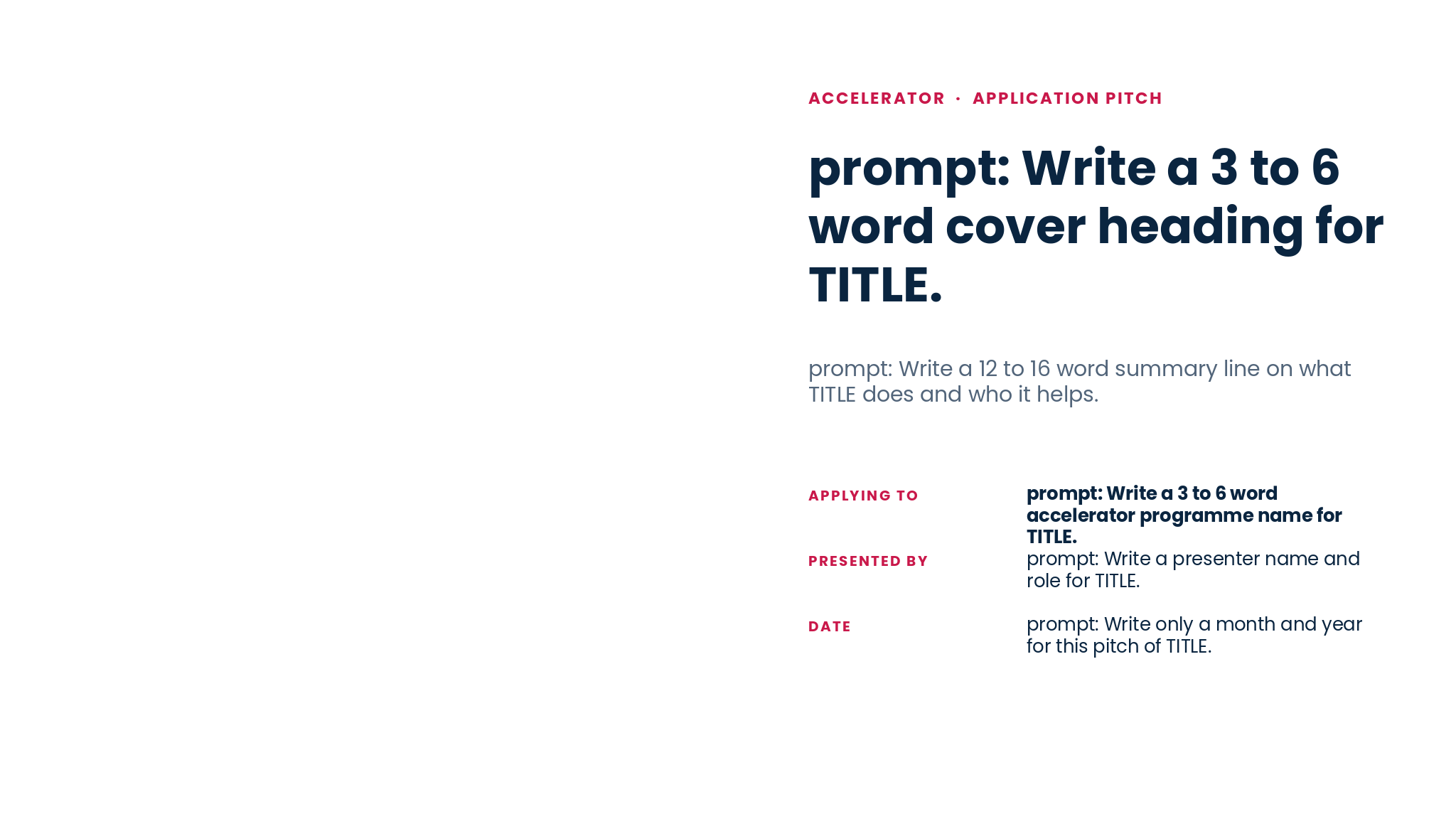 Accelerator Application Pitch Deck template cover slide