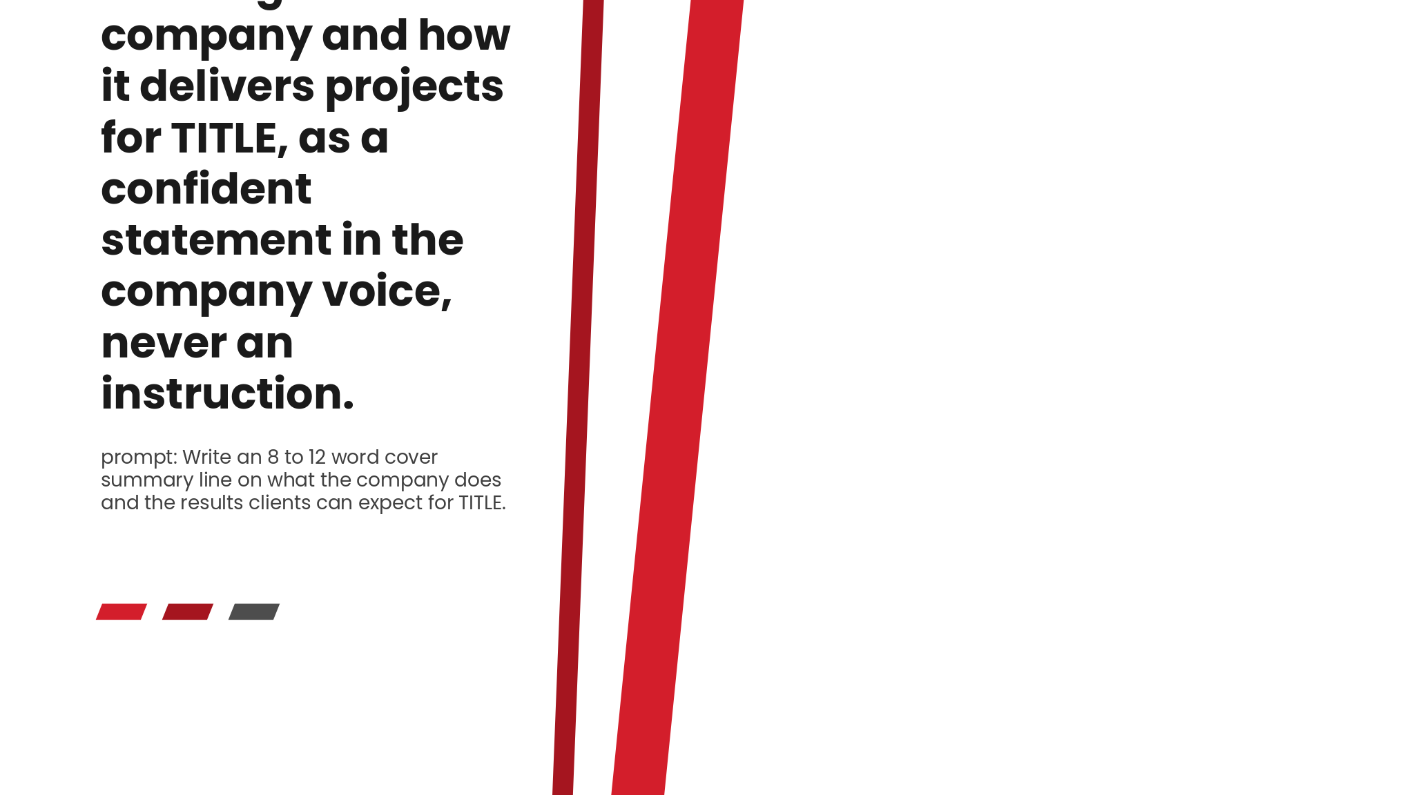 Bold Project Delivery Profile template cover slide