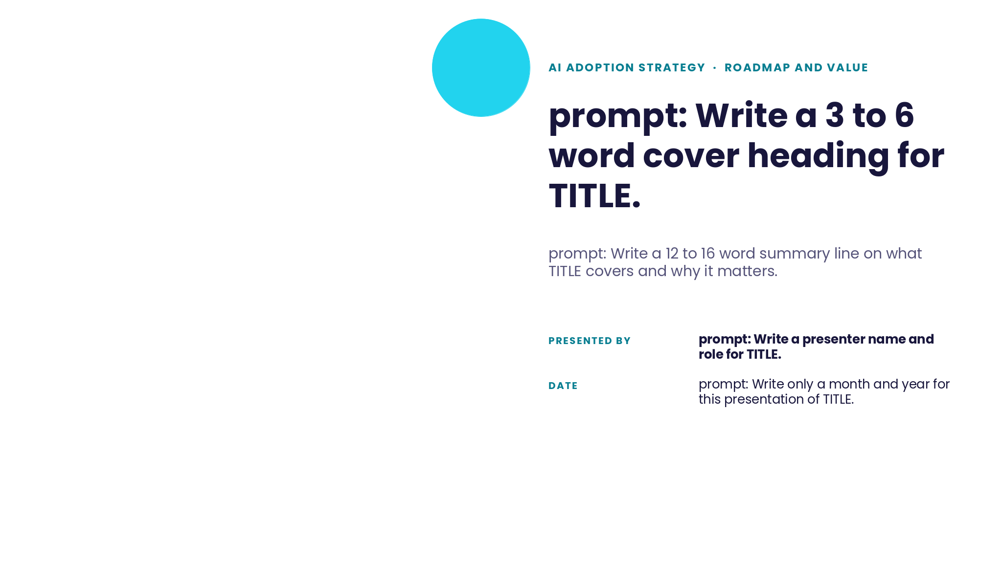 AI Adoption Strategy Midnight Presentation Deck template cover slide