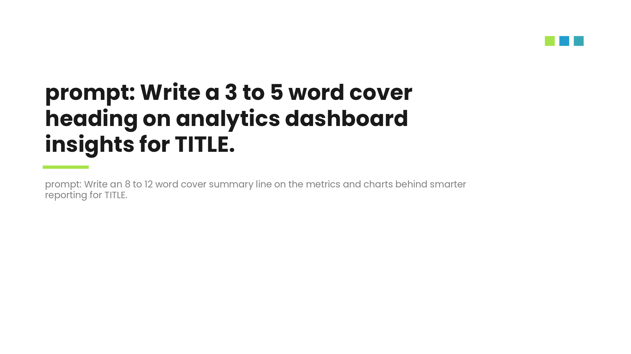 Analytics Dashboard Insights Deck template cover slide