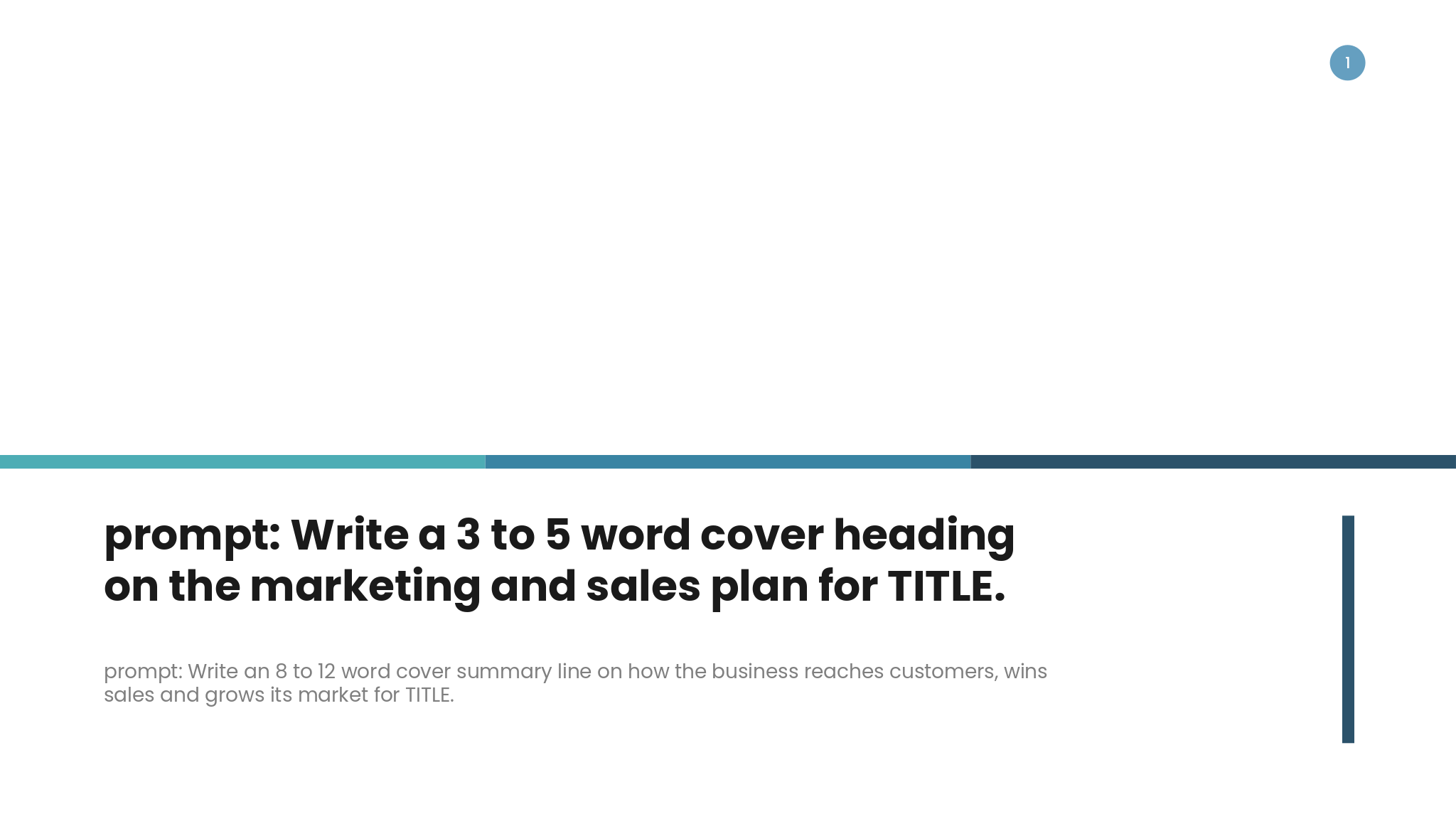 Business Plan Marketing And Sales Deck template cover slide