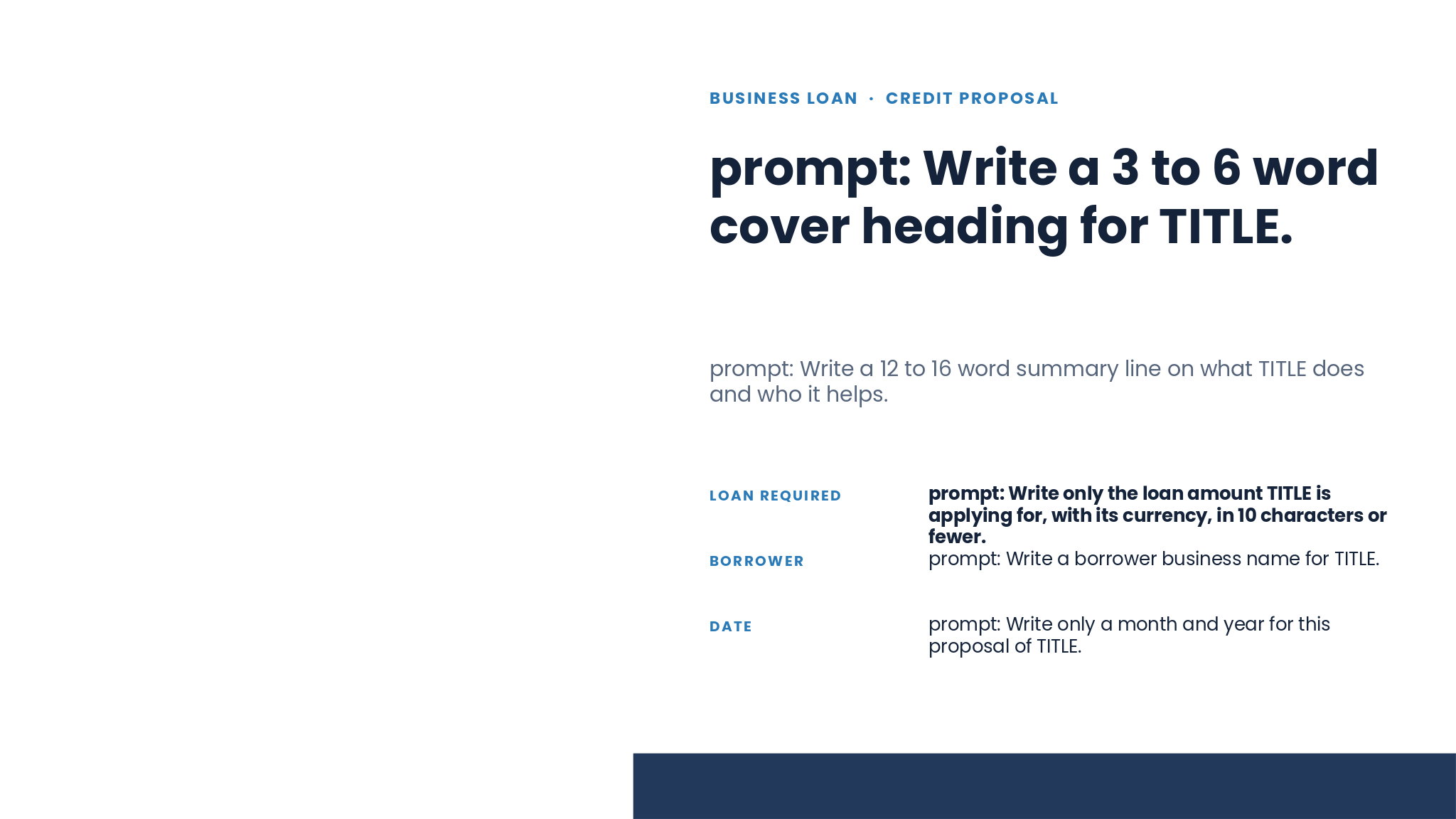 Bank Loan Proposal Deck template cover slide