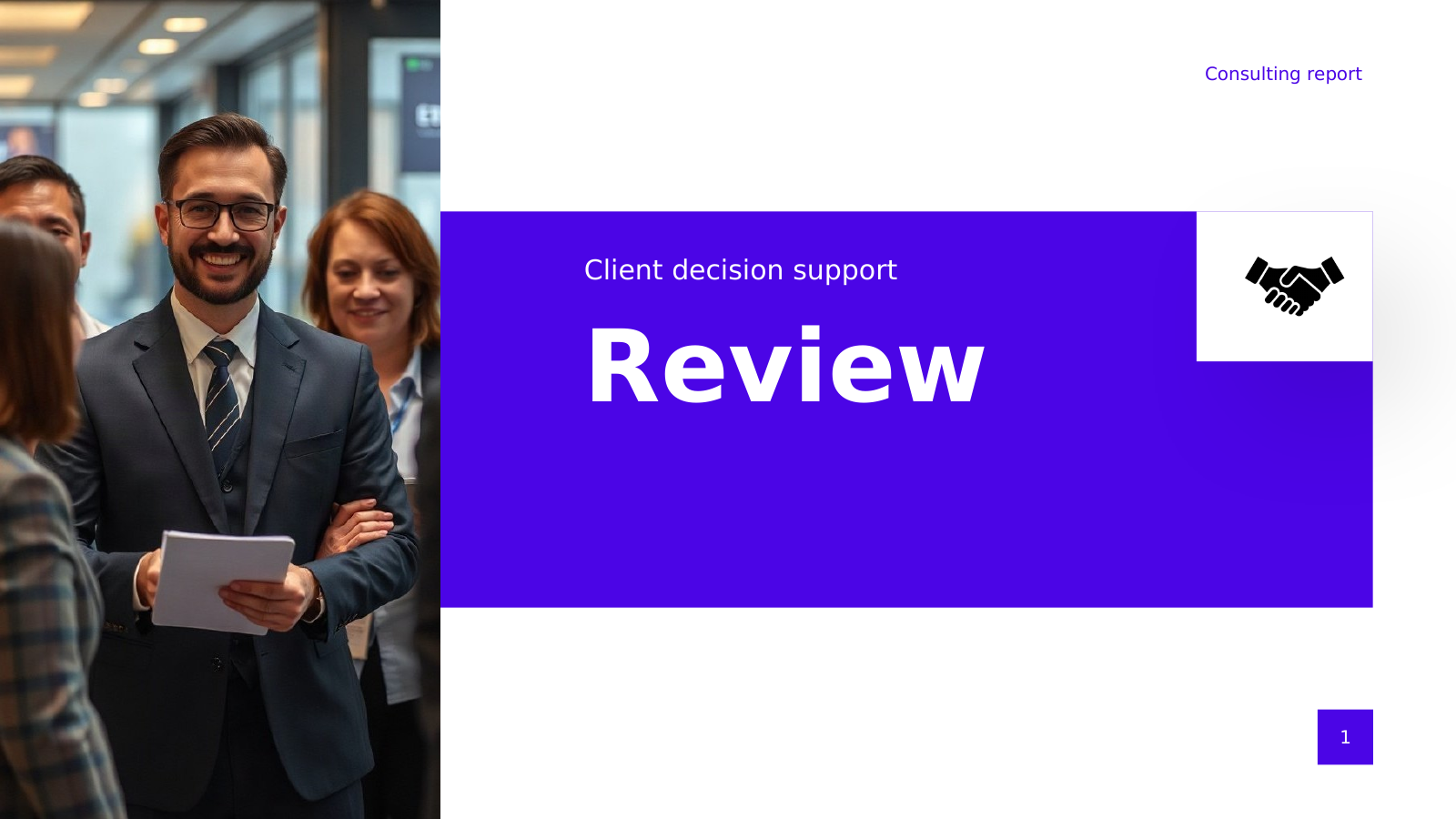 Consulting Findings Report template cover slide