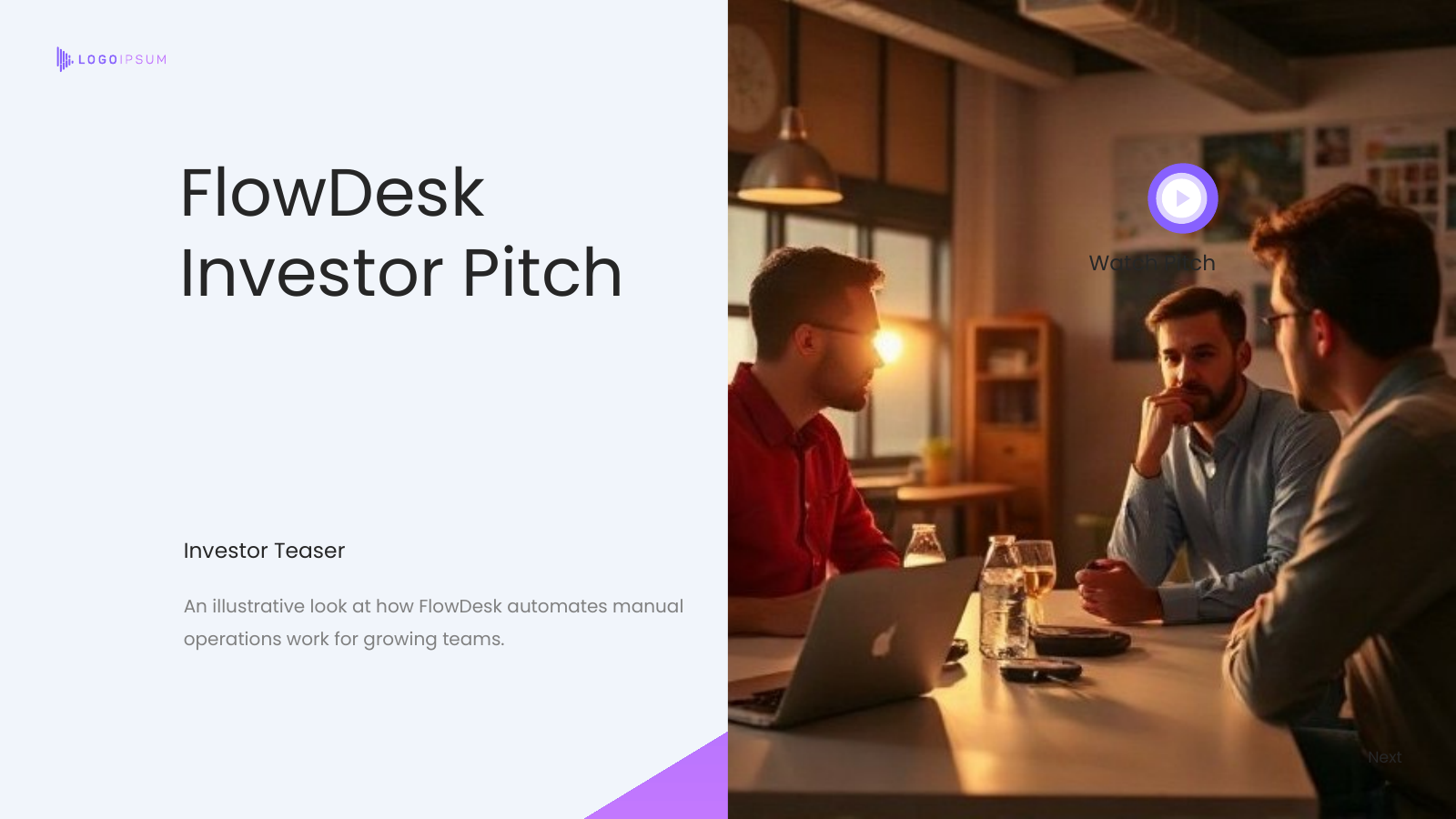 Startup Teaser Pitch Deck template cover slide
