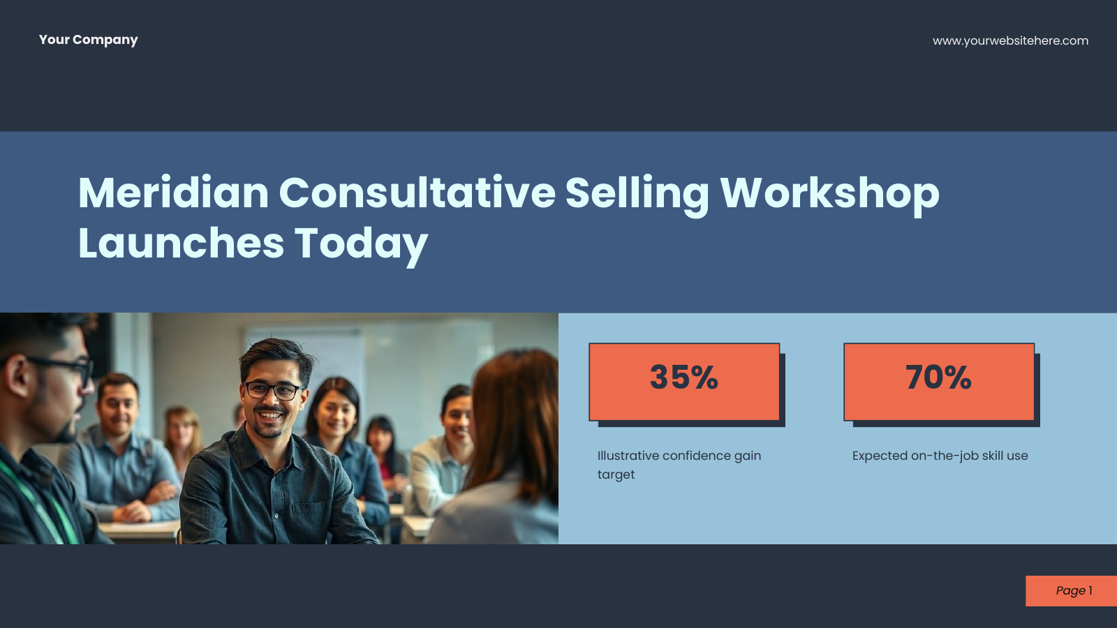 Employee Training Workshop template cover slide