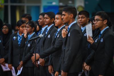 A student at Jamaluddin School playing for the Maldives National