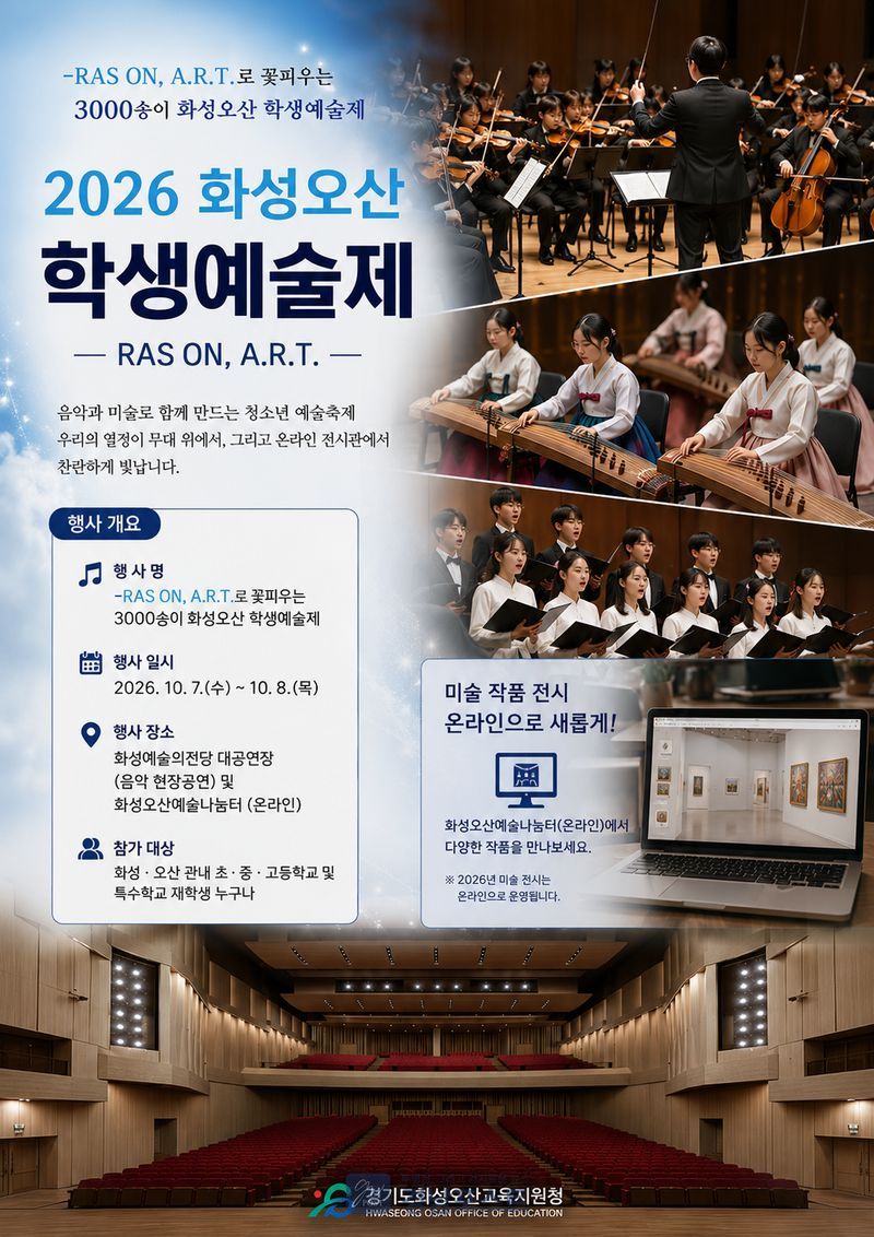 화성오산교육지원청이 10월 7~8일 화성예술의전당에서 대규모 학생예술제를 개최한다. (경상남도교육청 제공)