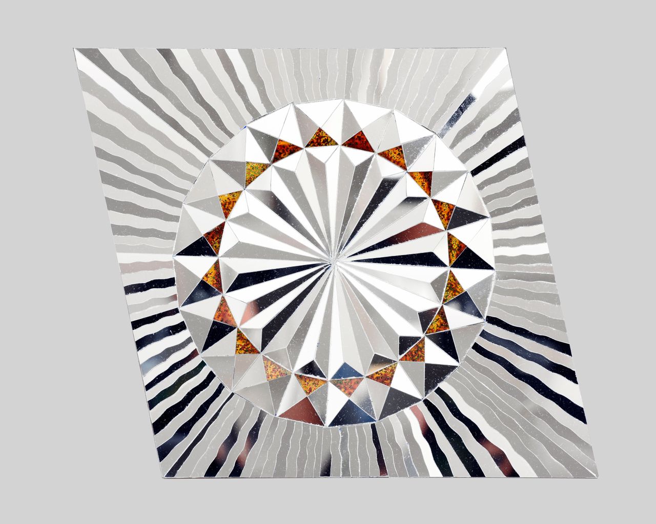 Untitled (Diamond 1-4) and Untitled (Triangle), 2016 | Mirror mosaic and reverse glass painting 0 x 0 cm